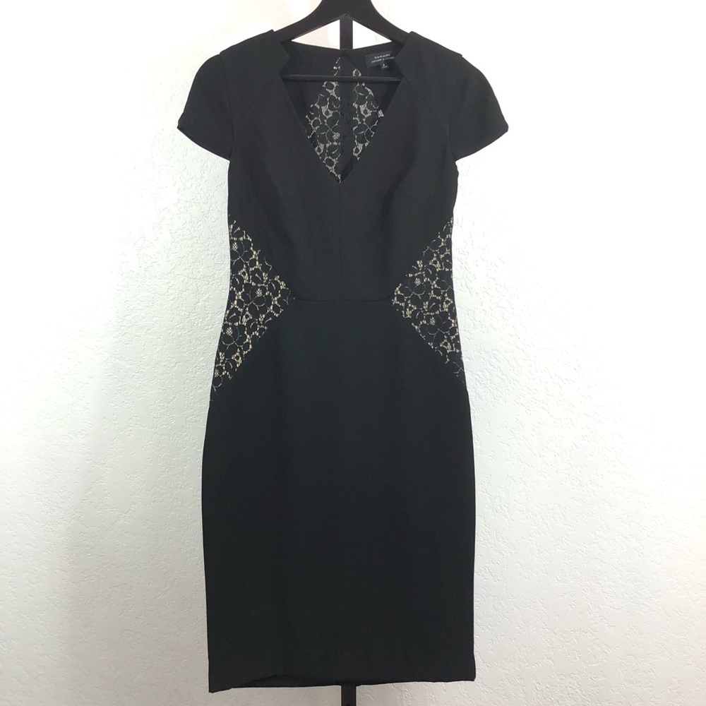 Tahari-Arthur S. Levin-Black & Tan Sheath Dress-6